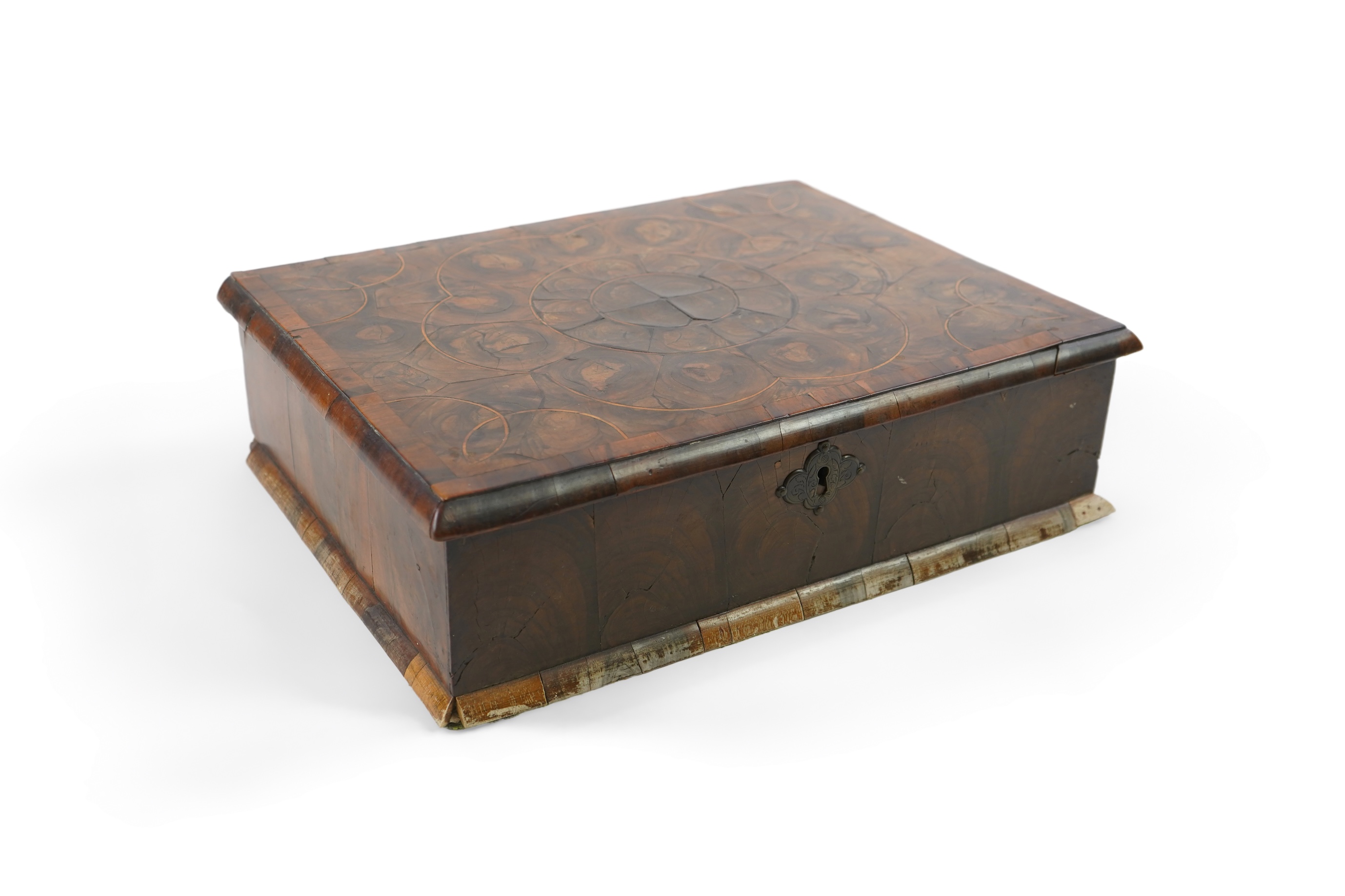 A William and Mary oyster olivewood veneered lace box